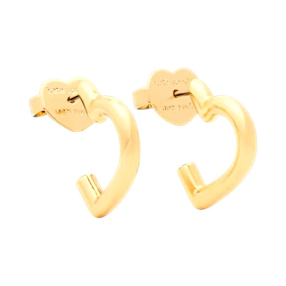 Kate Spade New York Heart You Gold-Tone Huggie Hoop Earrings, Authentic - Picture 4 of 7